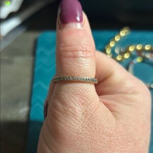 Sparkle & Hearts Pandora 14k Rose Gold Plated 925 Silver Diamond Band Womens 9